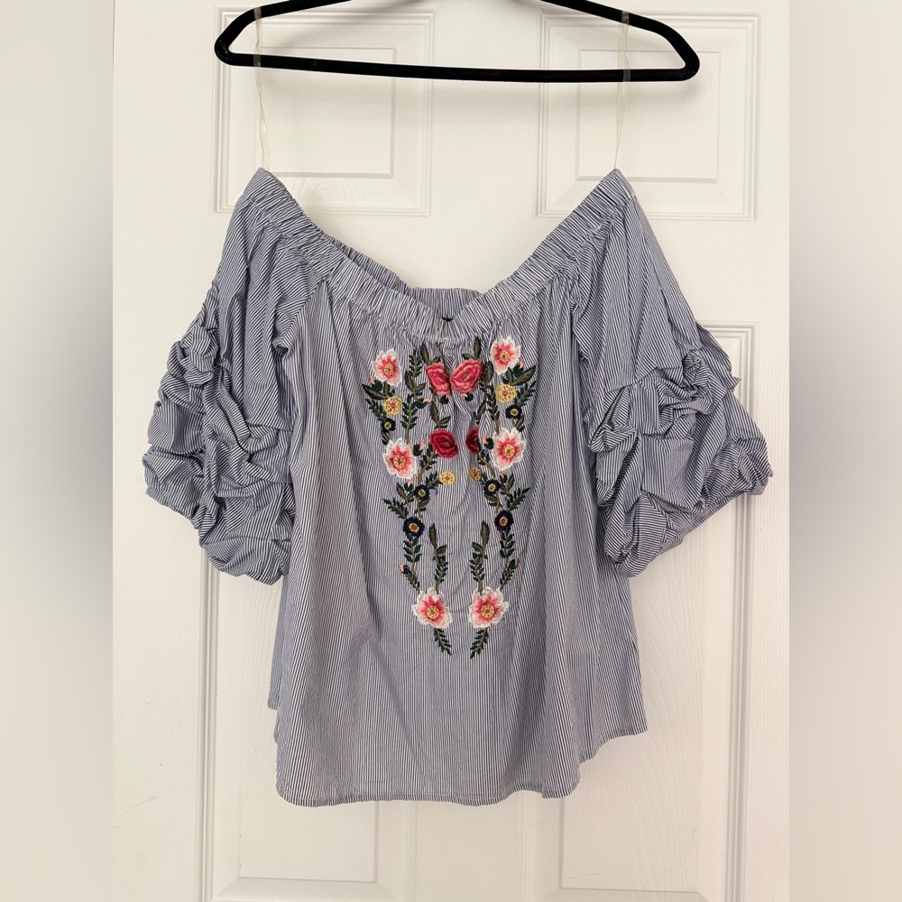 Embroidered flowy top